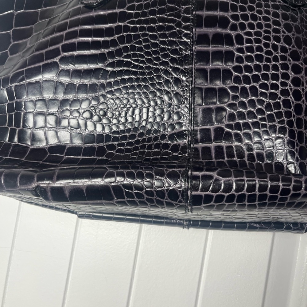 Oscar de la Renta Black Crocodile-Embossed Tote - Picture 5 of 16